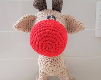 Hand Crocheted Rudolph the Red Nose Reindeer