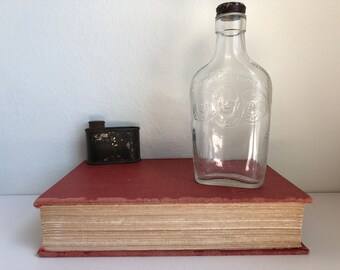 Old Political Glass Bottle with Top / Antique Glass Bottle with Lid