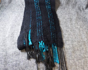 Black Alpaca Silk and Wool Scarf