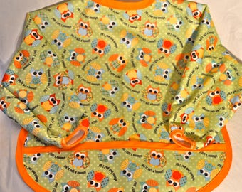 Long Sleeve Bib - Owls