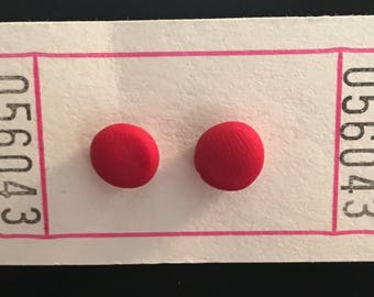 Polymer Clay Bright Red Circle Earrings