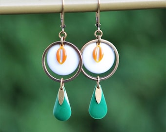 Cowrie and drop earrings glazed spirit ethnic Nomad Africa