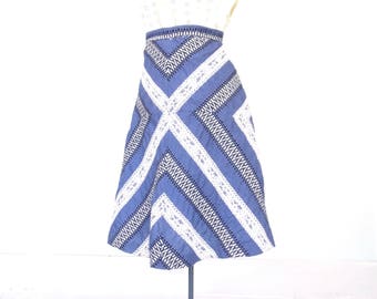 70s chevron skirt * a-line skirt * vintage 1970s chambray skirt * xxs