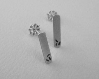 Tiny Rectangle Earring Studs eco friendly silver modern minimalist 3 seeds
