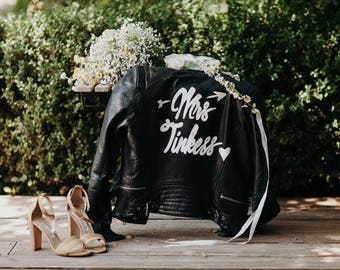 Custom (VEGAN) Leather Jacket for Wedding with Removable Art
