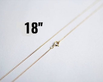 14K Gold Necklace - Gold Filled Curb Chain - Dainty & Petite - 18" - Ships IMMEDIATELY from California - CH670