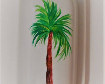 Palm Tree Butter Dish Hand Painted Palm Trees Covered Butter Dish Palm Tree Butter Dish With Lid Palm Tree Butter Keeper