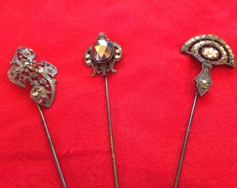 Three Vintage Hat/Scarf Pins - 1940