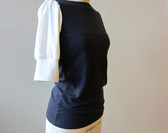 Jersey Top Black and Colored puff sleeves, modern chic- made to order