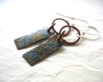 Copper Earrings, Handmade Hammered Oxidized Copper Dangle Drop Earrings, Copper Jewelry, luminous creation