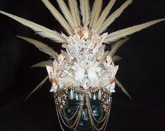 Real Bone Taxidermy White wedding Festival Headcrown