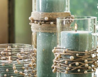 Pearls on Wire Garland with Jute Twine - for Rustic Wedding or Beach Wedding Centerpiece Kit