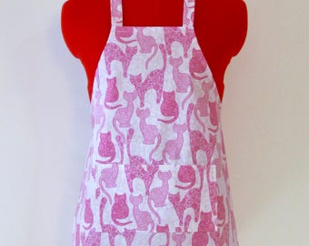 Kids Apron - Pink Paisley Cats Children Apron - Childs Apron - Kitchen Accessory
