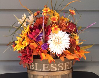Fall Flower Arrangement, Fall Sunflower Floral Arrangement, Religious Flower Arrangement, Thanksgiving Flowers, Fall Autumn Decor
