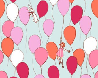 BALLOONS in Aqua - Children at Play - Michael Miller Fabric - Sarah Jane - By the Yard