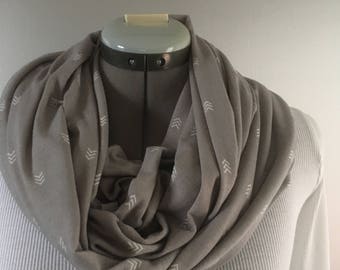 Gray Chevron Infinity Scarf