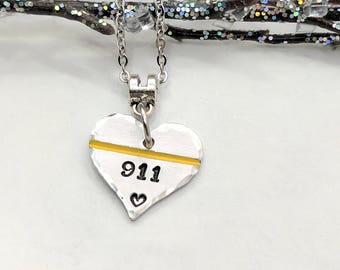 911 Dispatcher Jewelry - 911 Operator Necklace - Thin Gold Line - Dispatcher Gift - Police Dispatcher Jewelry - 911 Professional Gift