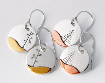 Mixed metal jewelry mixed metal lone pine tree earrings