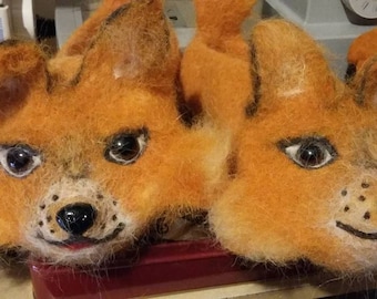 Hand felted slippers. 100 % British New Forest Alpaca.