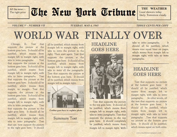 blank old fashioned newspaper template