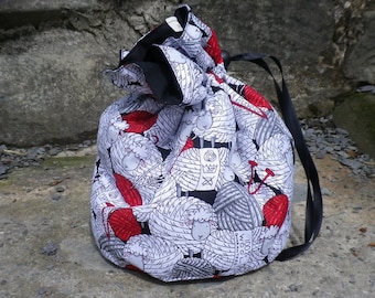 Knitting Wool Project Bag. Small Drawstring bag ideal for knitting or crochet projects
