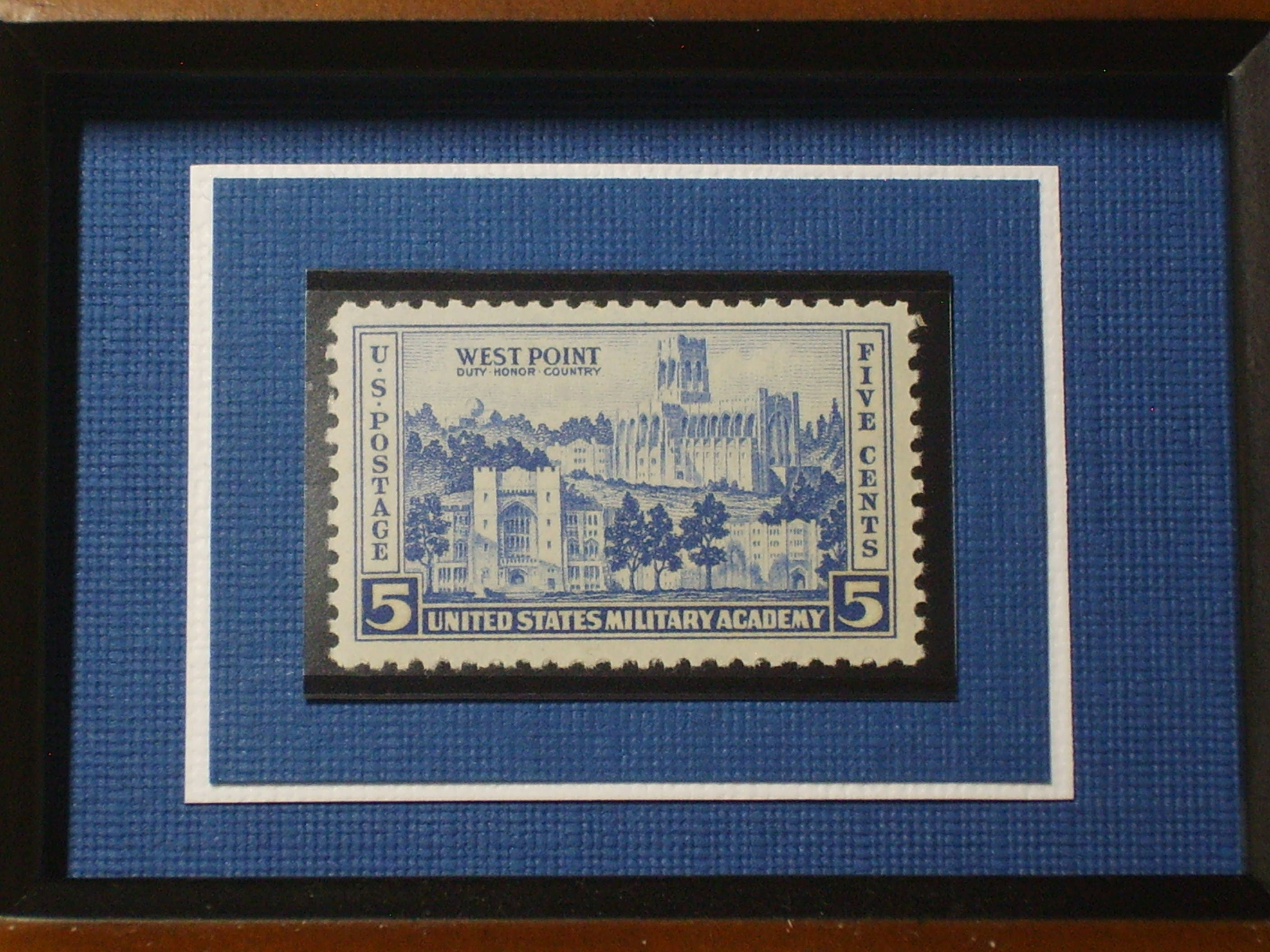 US Military Academy Vintage Framed West Point Postage Stamp