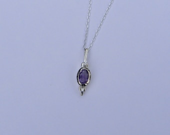 Amethyst Pendant Sterling Silver Necklace, gift for her, bridesmaid gift, February birthstone.