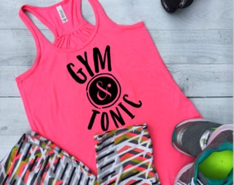 Gym and Tonic Shirt, Funny Tank Top Women, Exercise Clothing, Womens Work Out Tank Top, Gym Tonic Shirt, Plus Size Workout Tank, XXL, FL94B