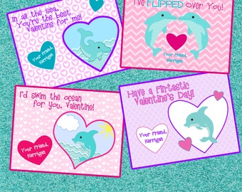 Dolphin Valentine's Day Cards - Printable and Customizable