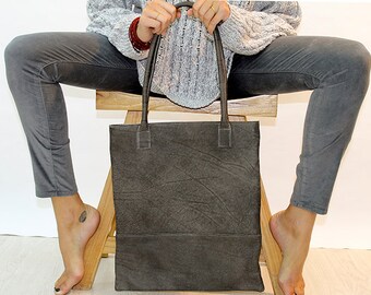 Sale!!! Distress Grey Leather Tote Bag - Italian Leather, Bags for Women, Leather Tote, Handmade with LOVE!