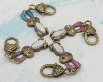 Mirror Belly Bunny Bronze-tone Charm Set