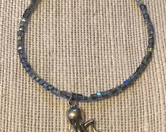 Octopus and blue beads bracelet