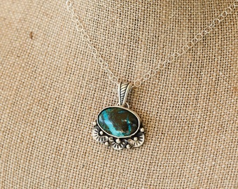 Bisbee Chrysocolla with malachite pendant