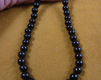 18 inch long Black onyx gemstone round bead beaded Necklace jewelry V305-11