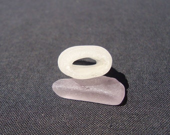 Bonfire-neck of a small crushed bottle-White Sea Glass-Rare Beach Find-Jewelry Supply