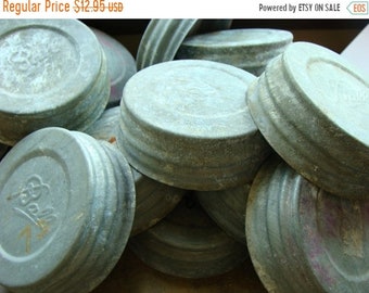 ONSALE 3 Vintage Antique Mason Jar Lids Aged Zinc Ball Canning Jar Lids