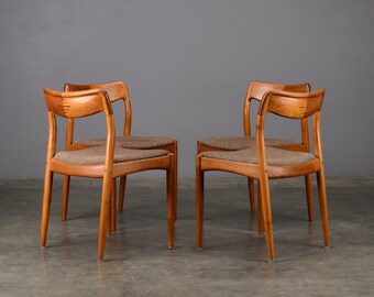 4 Mid Century Dining Chairs Uldum Teak Danish Modern