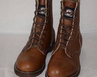 Carolina Brown Leather Boots 8021 New Old Stock US8.5 UK7.5 Cork sole Made in USA.