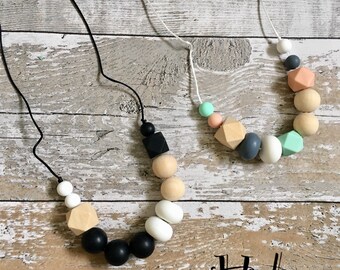Silicone Teething Necklace, Teething Necklace, Nursing Necklace, Breastfeeding Necklace, Teething Jewellery, New Mum Gift. HALONA