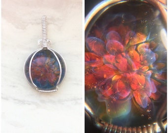 Sterling Silver Wire Wrapped Borosilicate Glass Pendant, Heady Glass Pendant, Heady Pendant, Glass Pendant Heady, Heady Wire Wrap, Wirewrap
