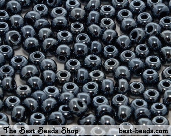 25g (300pcs) Jet Black Rocaille 5/0 (4.5mm) Preciosa Czech Glass Seed Beads