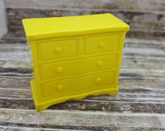 Superior T Cohn Chiffarobe Dresser Drawers Doll House Toy Hard Plastic Yellow large scale