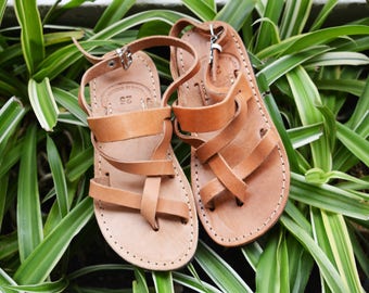 Greco Sandali capretto, sandali Unisex per bambini, bambini sandali di cuoio, sandali di ragazzo, Sandali bambina ' Tria '