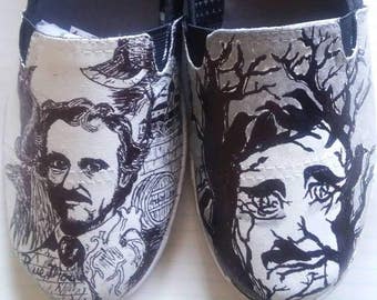 Edgar Allan Poe hand painted shoes