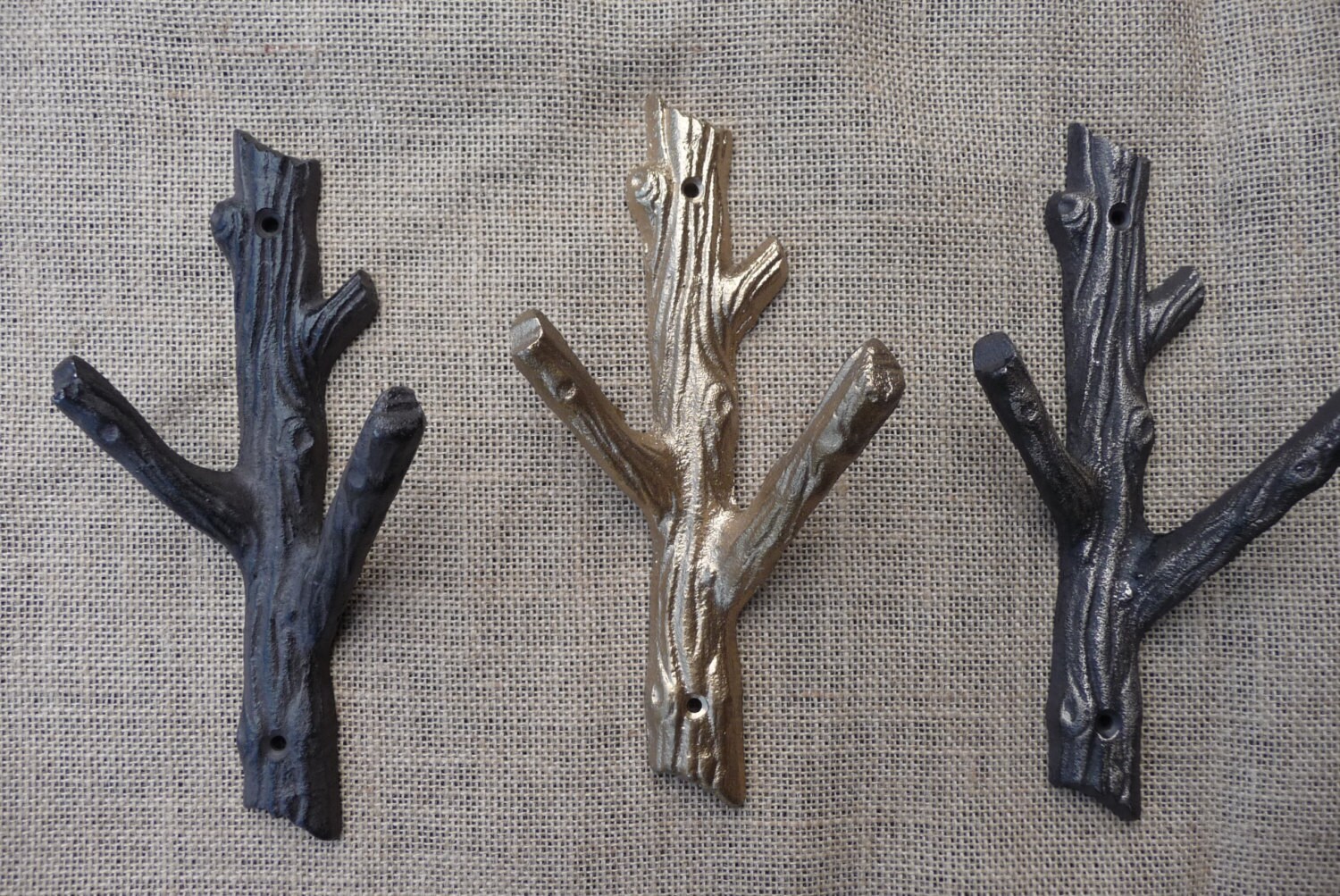 Rustic Tree Branch Wall Hook Cast Iron Metal Or Gold Coat Rustic Tree Branch Wall Hook Cast Iron Metal Or Gold Coat