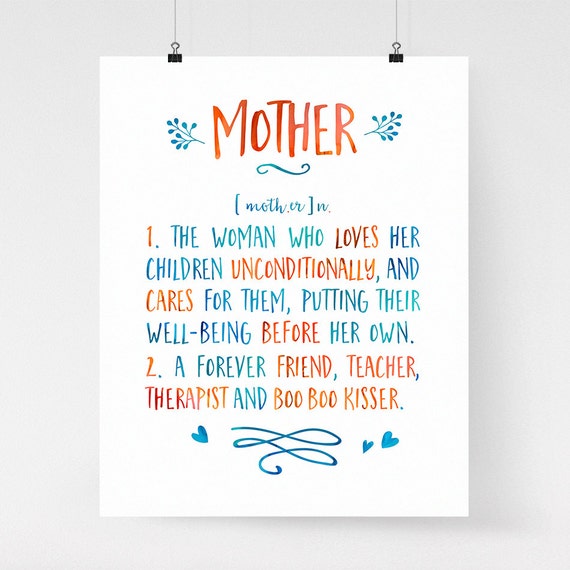 Download Mother dictionary wall art mother definition mom gift