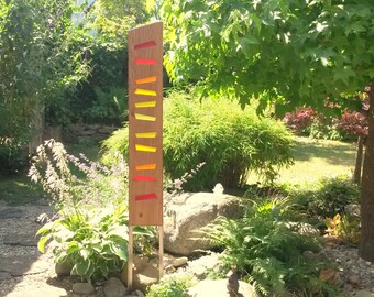 gardensculpture of wood and glass