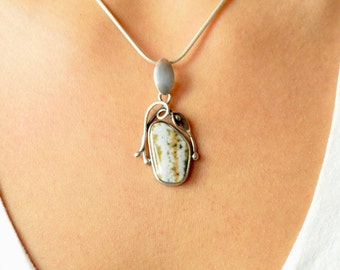 Pixels Ocean Jasper Pendant // Ocean Jasper Jewelry // Sterling Silver // Village Silversmith