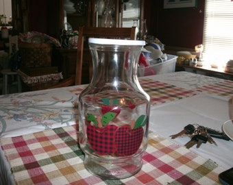 Anchor Hocking Juice Decanter with Apple Pattern