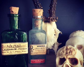 Poison Bottles / Victorian apothecary /vignette pieces / home decor / bohemian decor / poison bottle